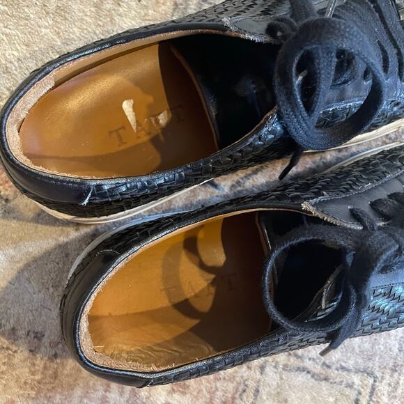 TAFT Sneaker Black Woven Leather EU 39 Low Top Men's Casual Lace-up Sneaker - Picture 7 of 13